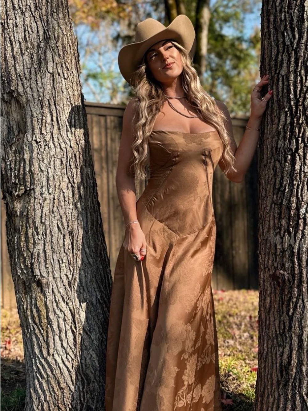 Elegant Brown Strapless Satin Dress